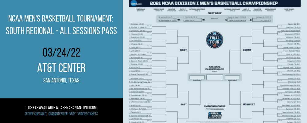 NCAA Men's Basketball Tournament: South Regional - All Sessions Pass at AT&T Center tickets NCAA Men's Basketball Tournament: South Regional - All Sessions Pass at AT&T Center